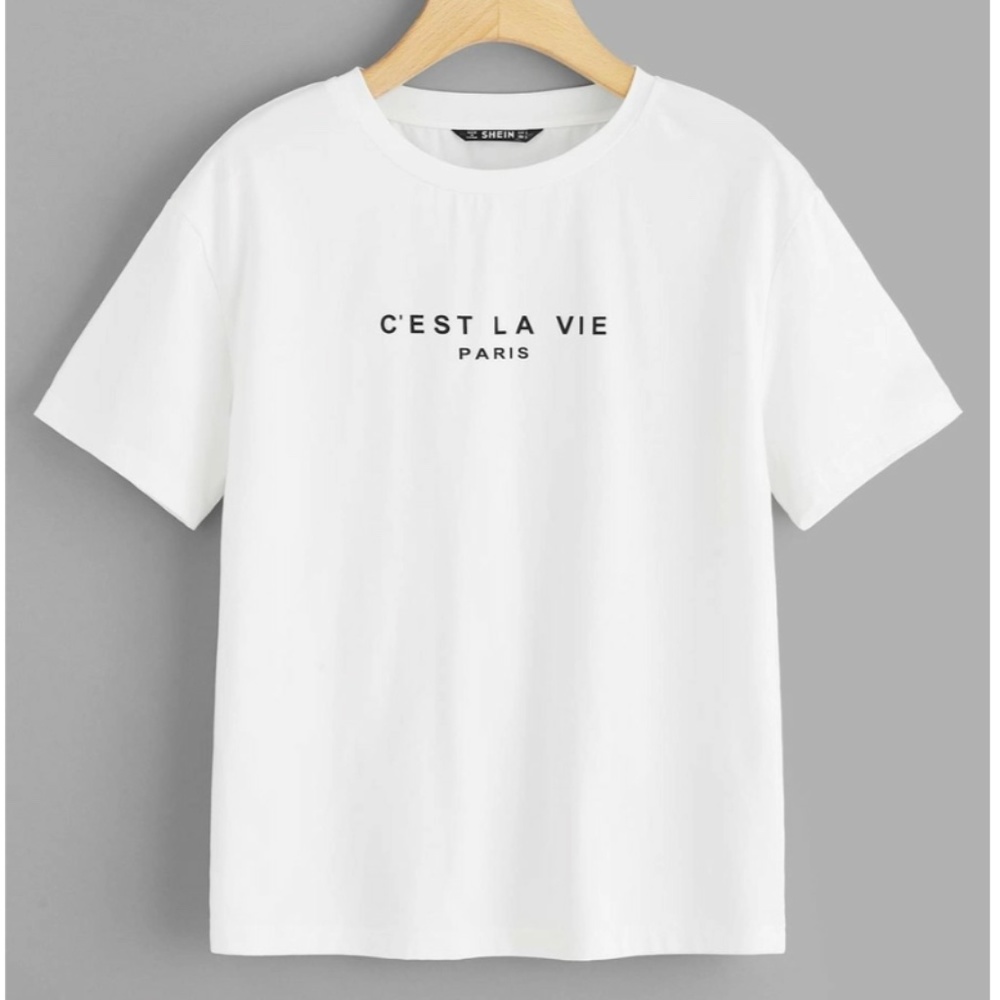 SHEIN Felegant Paris Graphic Short Sleeve Tee